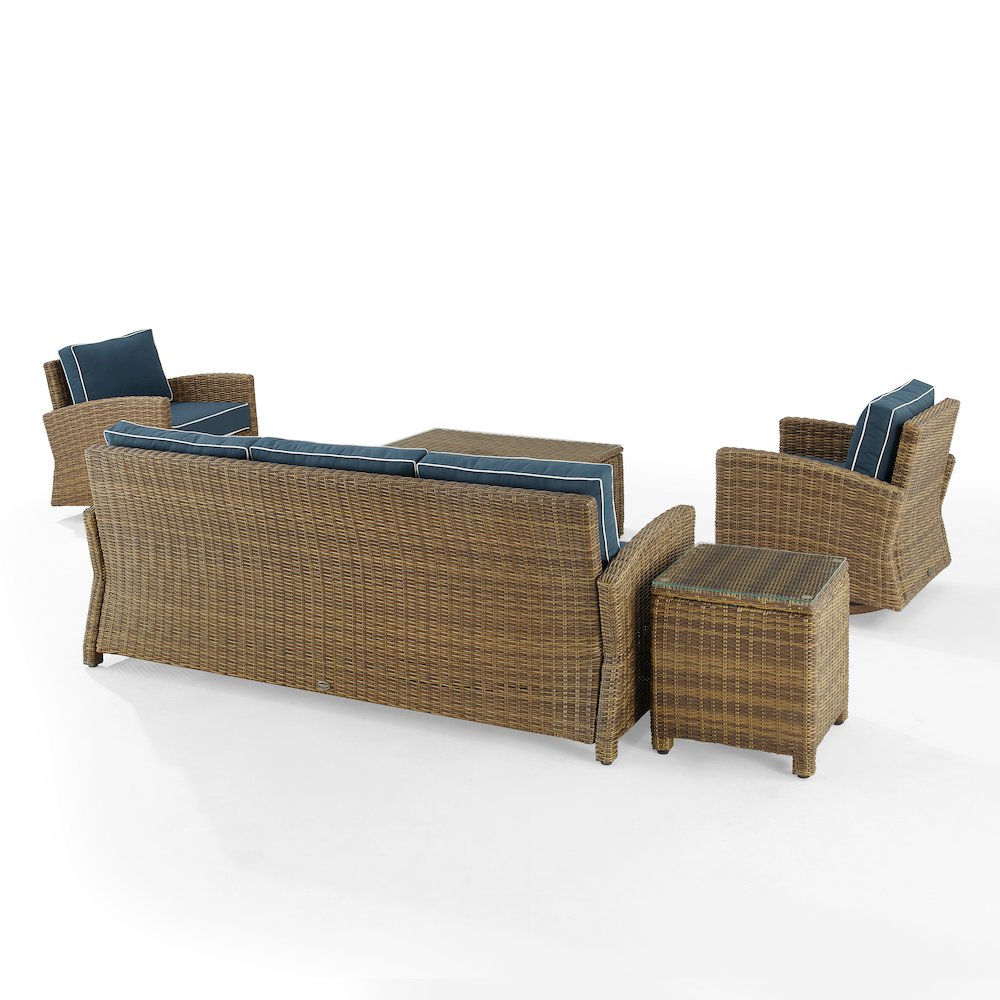 5Pc Outdoor Sofa & Swivel Rocker Set, Sofa, Coffee&Side Tables, 2 Swivel Rockers. Picture 13
