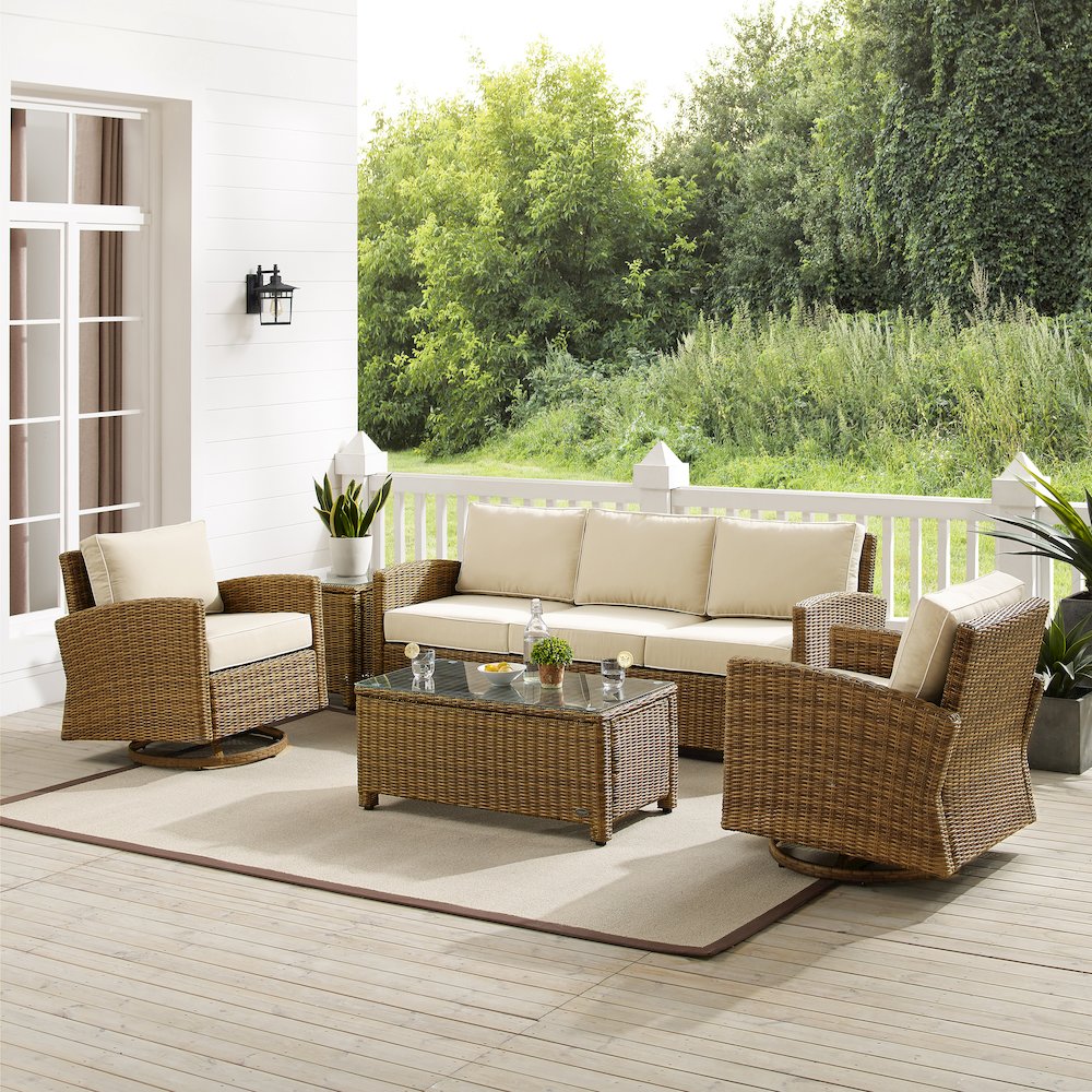 Bradenton 5Pc Wicker Outdoor Sofa And Swivel Rocker Set. Picture 13