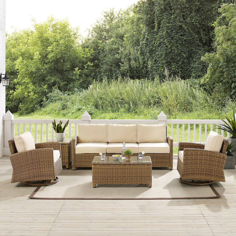 Bradenton 5Pc Wicker Outdoor Sofa And Swivel Rocker Set. Picture 5