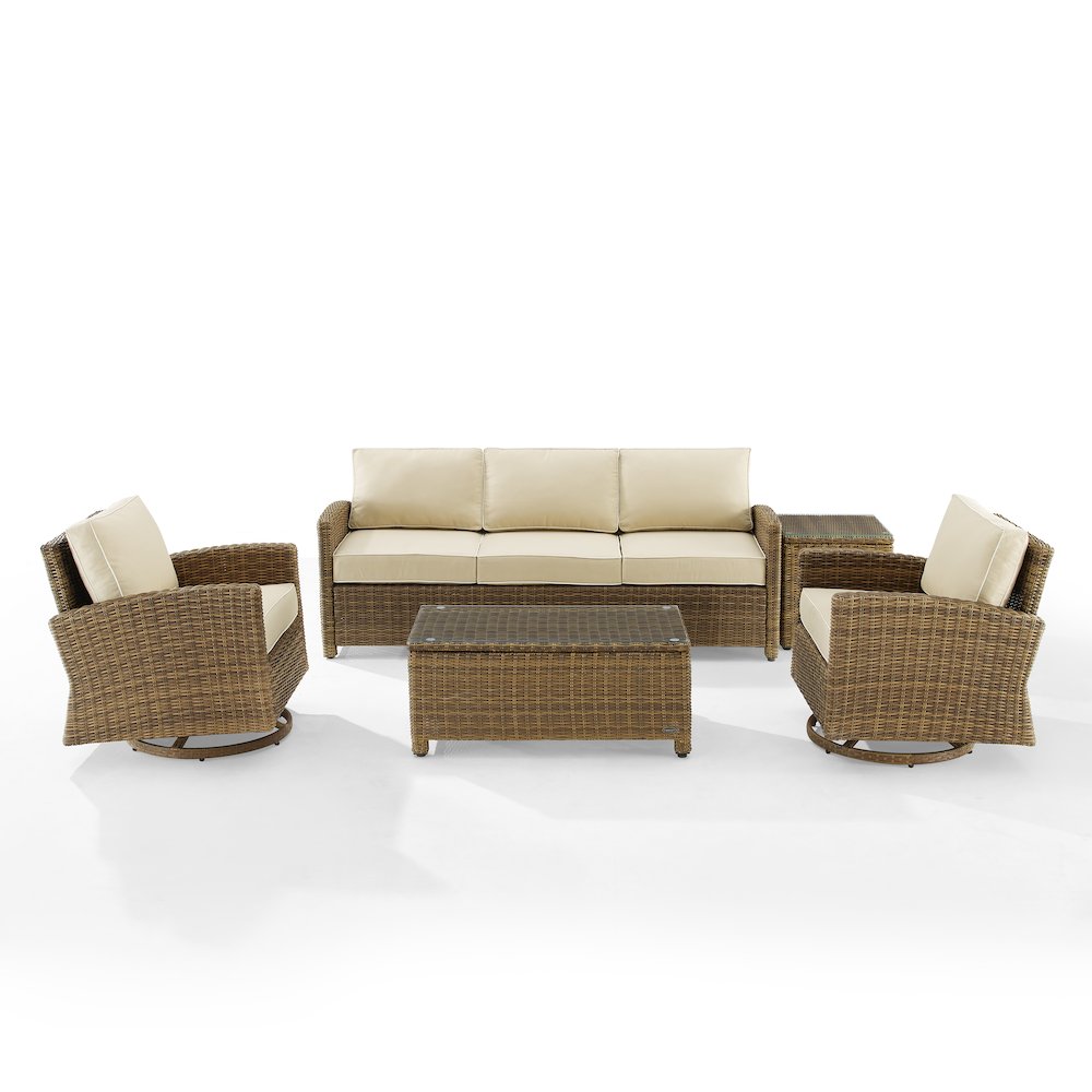Bradenton 5Pc Wicker Outdoor Sofa And Swivel Rocker Set. Picture 2