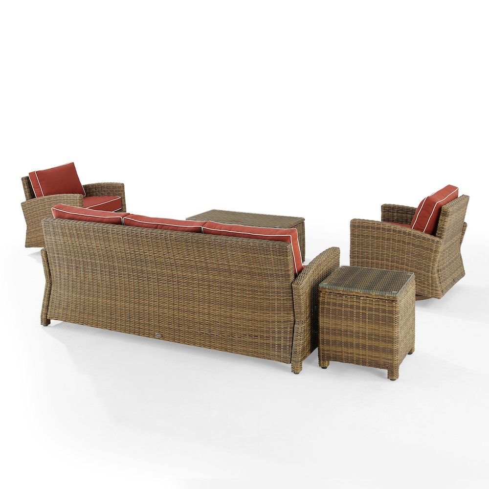 5Pc Outdoor Sofa & Swivel Rocker Set, Sofa, Coffee&Side Tables, 2 Swivel Rockers. Picture 11