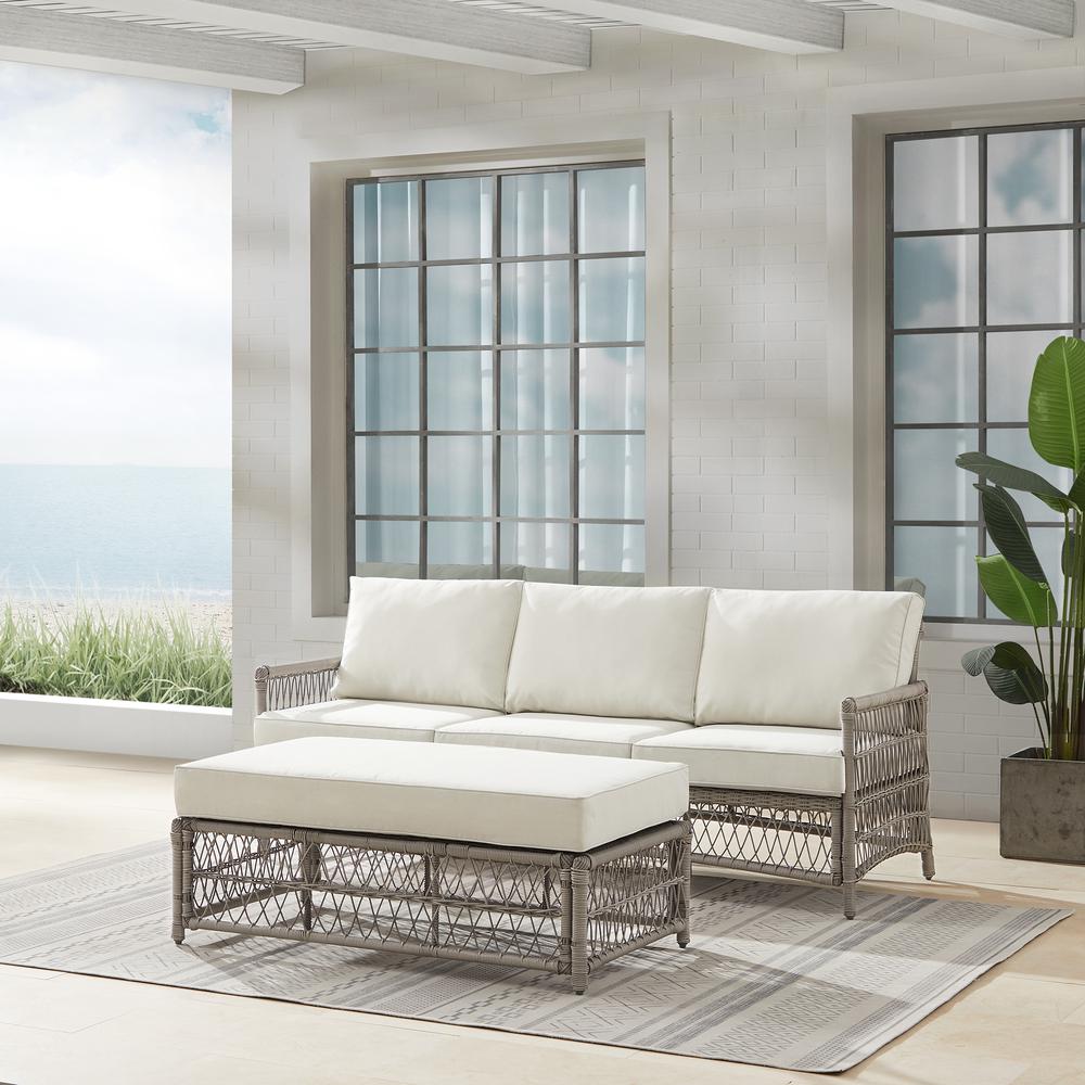 Thatcher 2Pc Outdoor Sofa Patio Furniture Set, Sofa & Coffee Table Ottoman. Picture 2