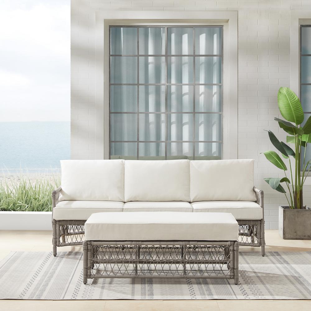 Thatcher 2Pc Outdoor Sofa Patio Furniture Set, Sofa & Coffee Table Ottoman. Picture 3