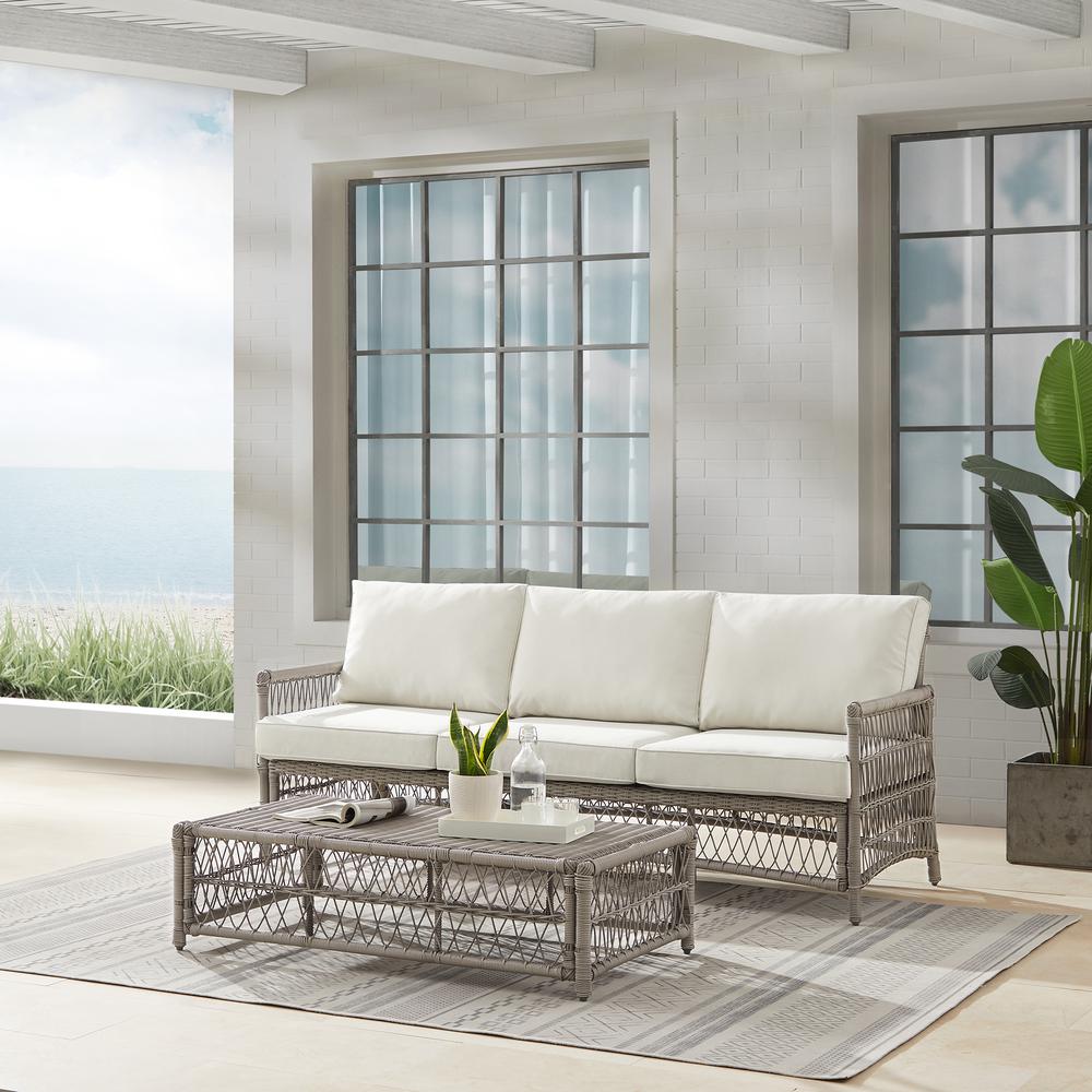 Thatcher 2Pc Outdoor Sofa Patio Furniture Set, Sofa & Coffee Table Ottoman. Picture 4
