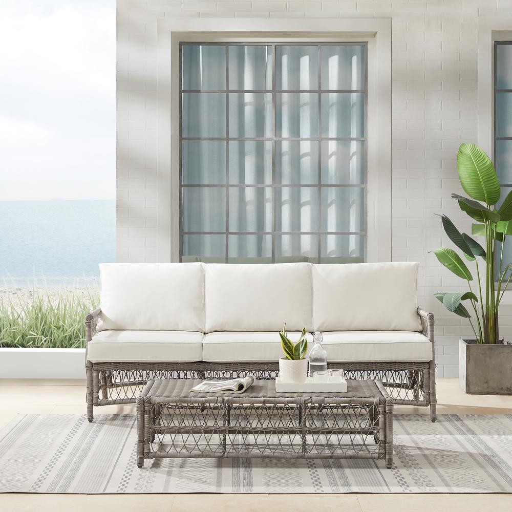 Thatcher 2Pc Outdoor Sofa Patio Furniture Set, Sofa & Coffee Table Ottoman. Picture 5
