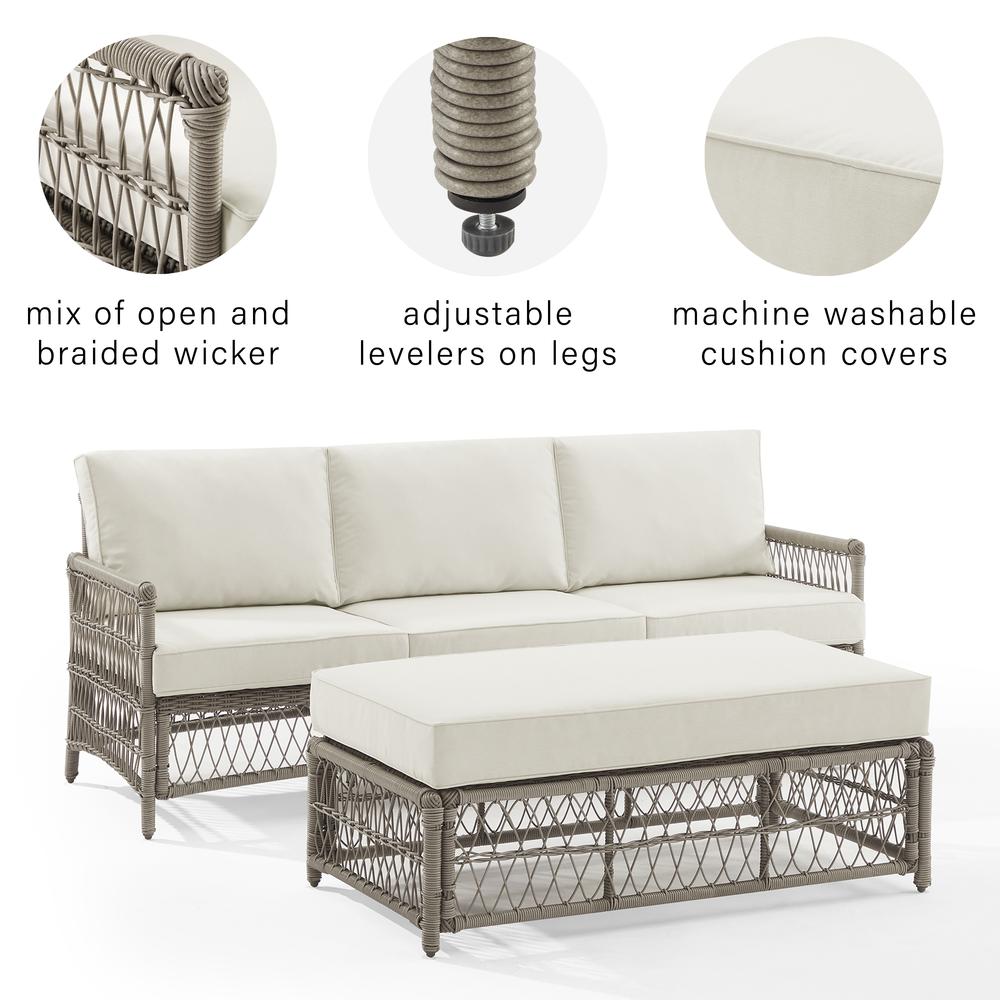 Thatcher 2Pc Outdoor Sofa Patio Furniture Set, Sofa & Coffee Table Ottoman. Picture 6