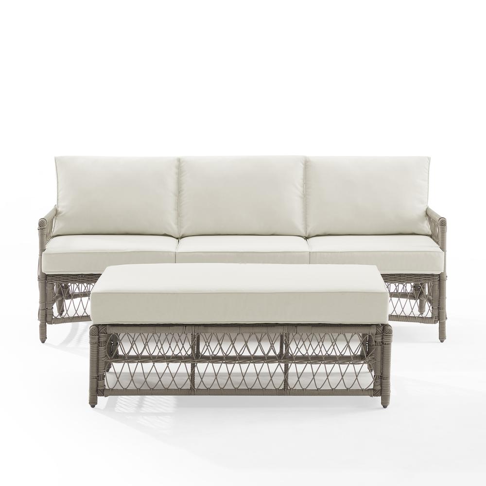 Thatcher 2Pc Outdoor Sofa Patio Furniture Set, Sofa & Coffee Table Ottoman. Picture 1