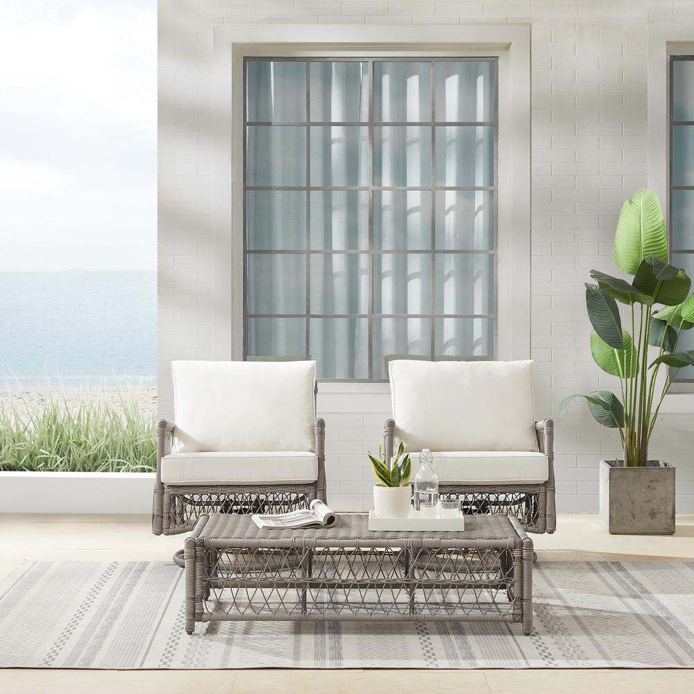 Thatcher 3Pc Wicker Rocker Outdoor Chair Set, Coffee Table Ottoman & 2 Rockers. Picture 5