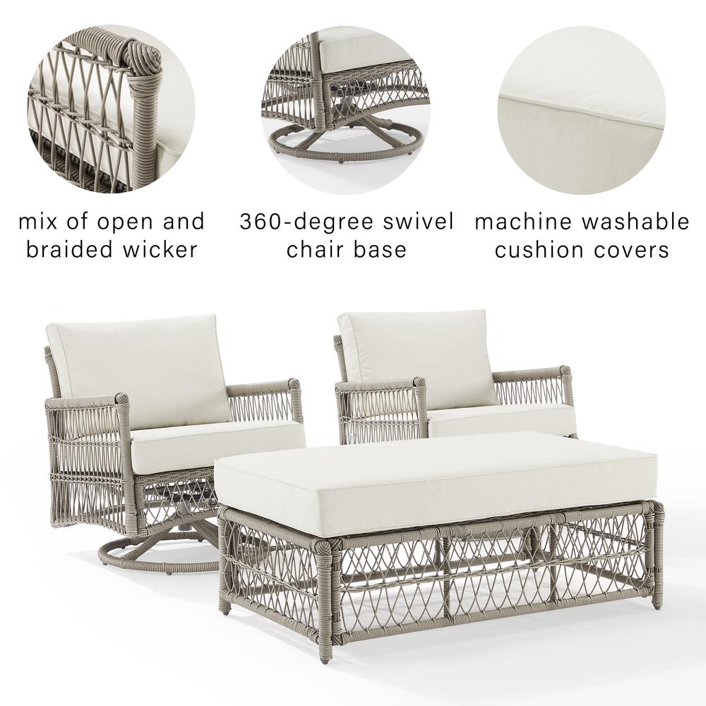 Thatcher 3Pc Wicker Rocker Outdoor Chair Set, Coffee Table Ottoman & 2 Rockers. Picture 6