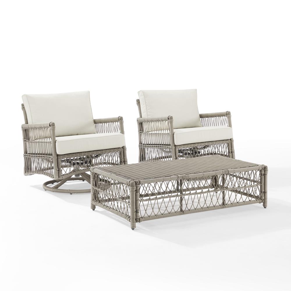 Thatcher 3Pc Wicker Rocker Outdoor Chair Set, Coffee Table Ottoman & 2 Rockers. Picture 12