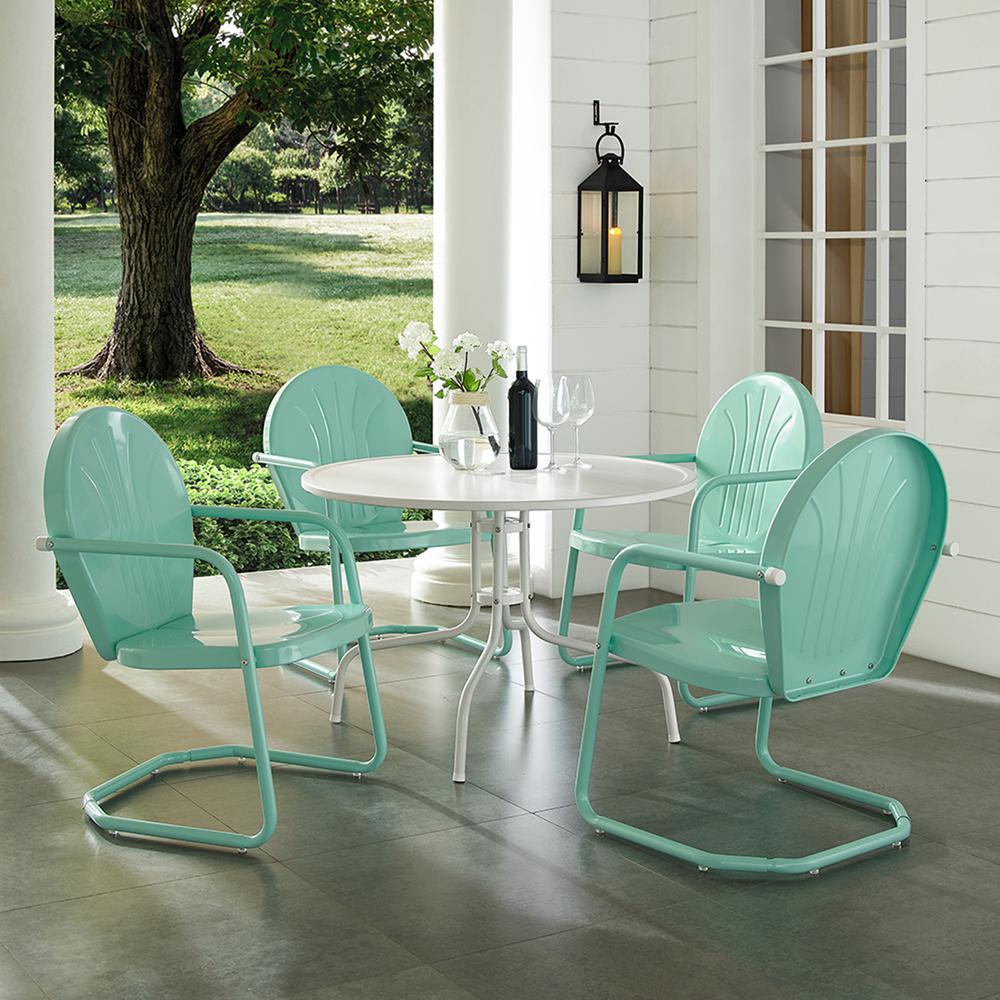Griffith 5Pc Round Retro Outdoor Dining Set - Table & 4 Chairs. Picture 2