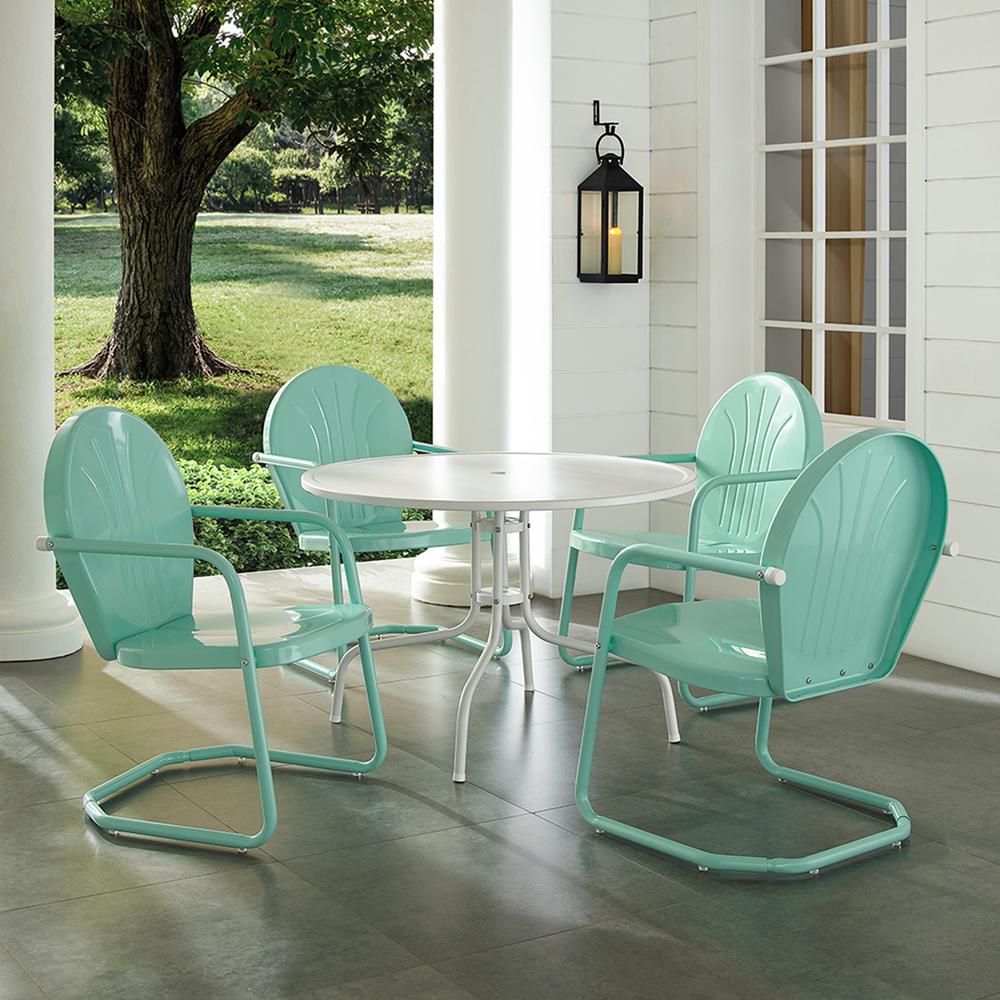 Griffith 5Pc Round Retro Outdoor Dining Set - Table & 4 Chairs. Picture 3