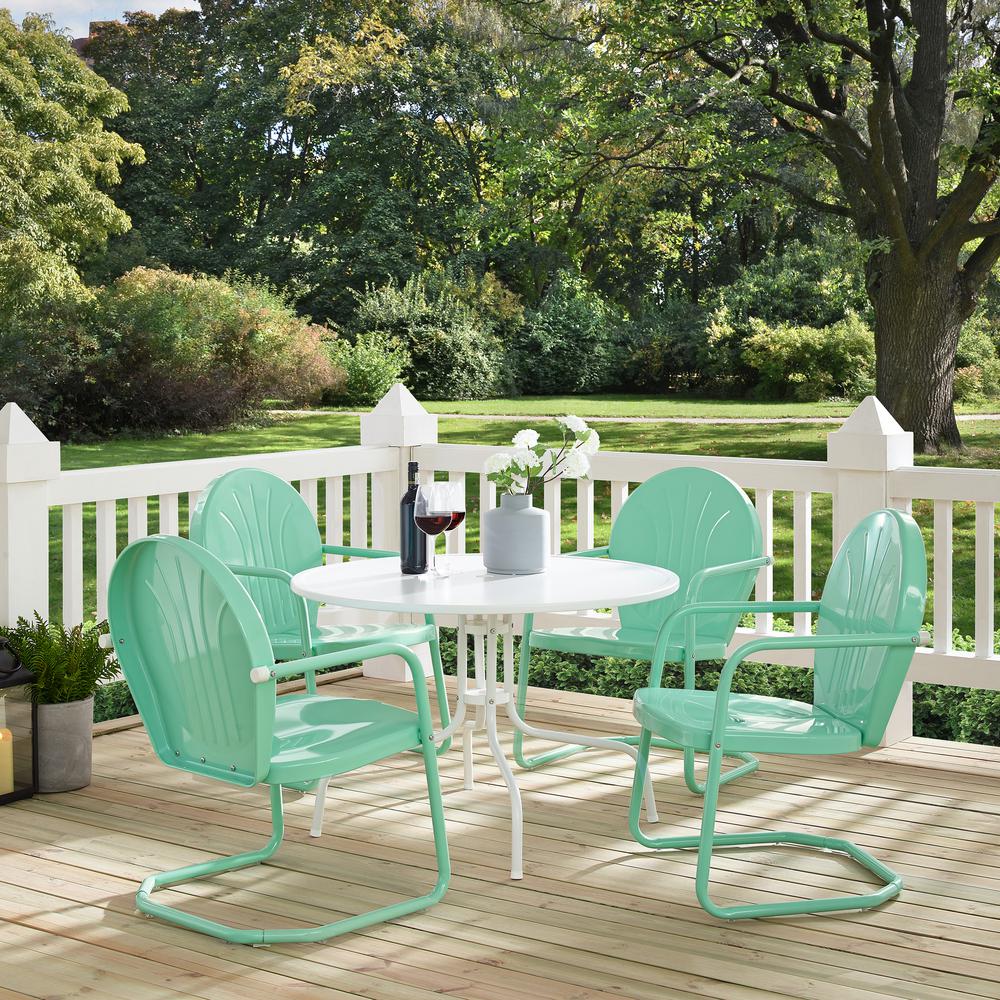 Griffith 5Pc Round Retro Outdoor Dining Set - Table & 4 Chairs. Picture 4