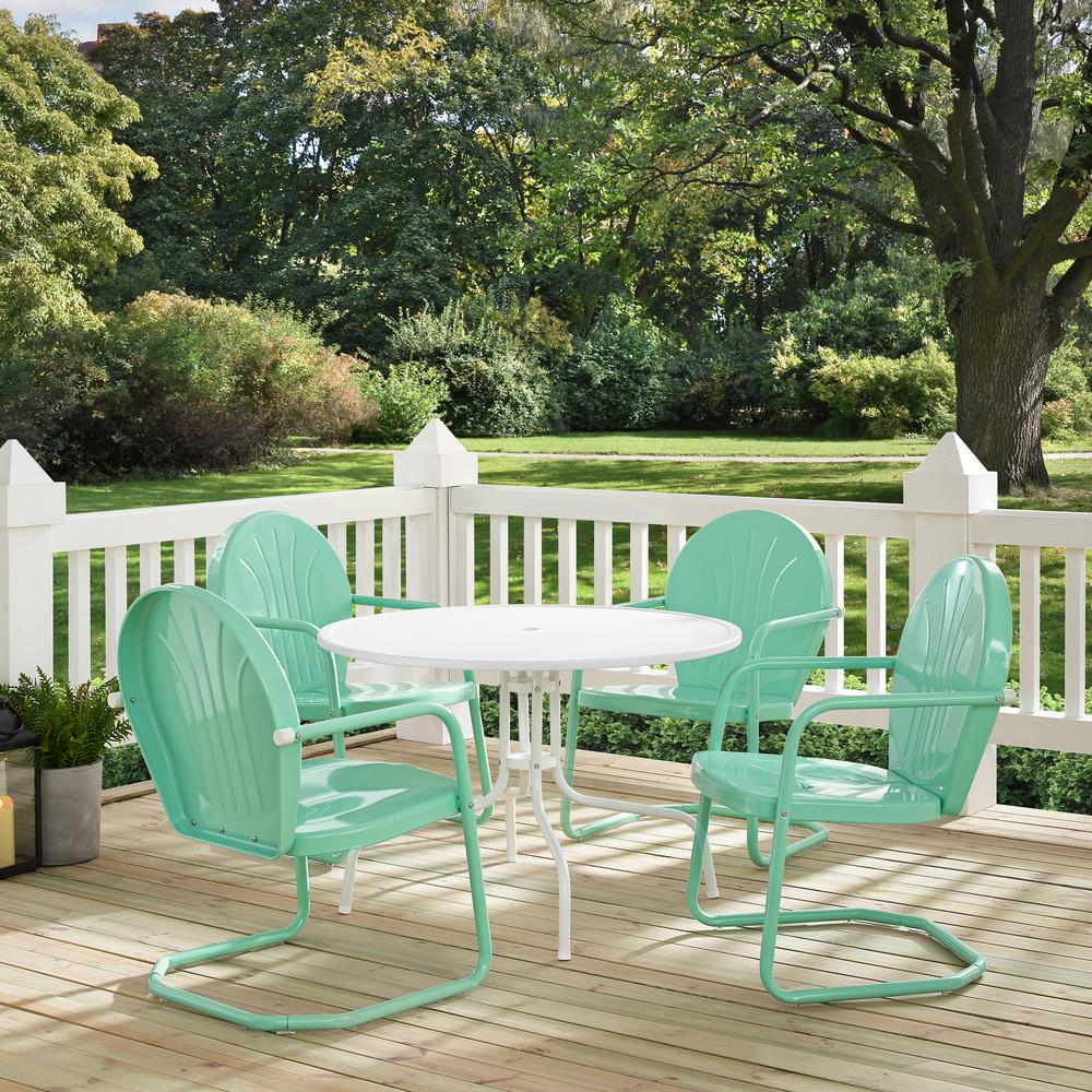 Griffith 5Pc Round Retro Outdoor Dining Set - Table & 4 Chairs. Picture 5