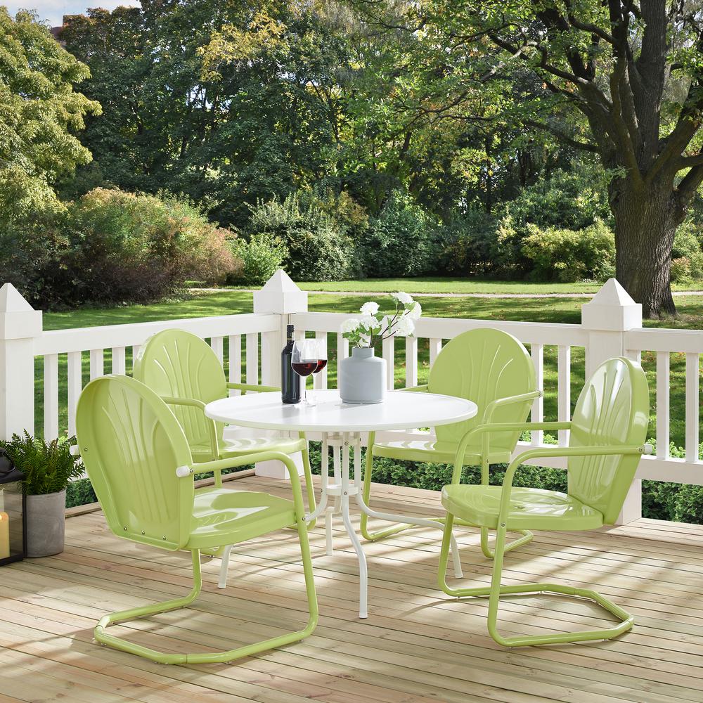 Griffith 5Pc Round Retro Outdoor Dining Set - Table & 4 Chairs. Picture 4