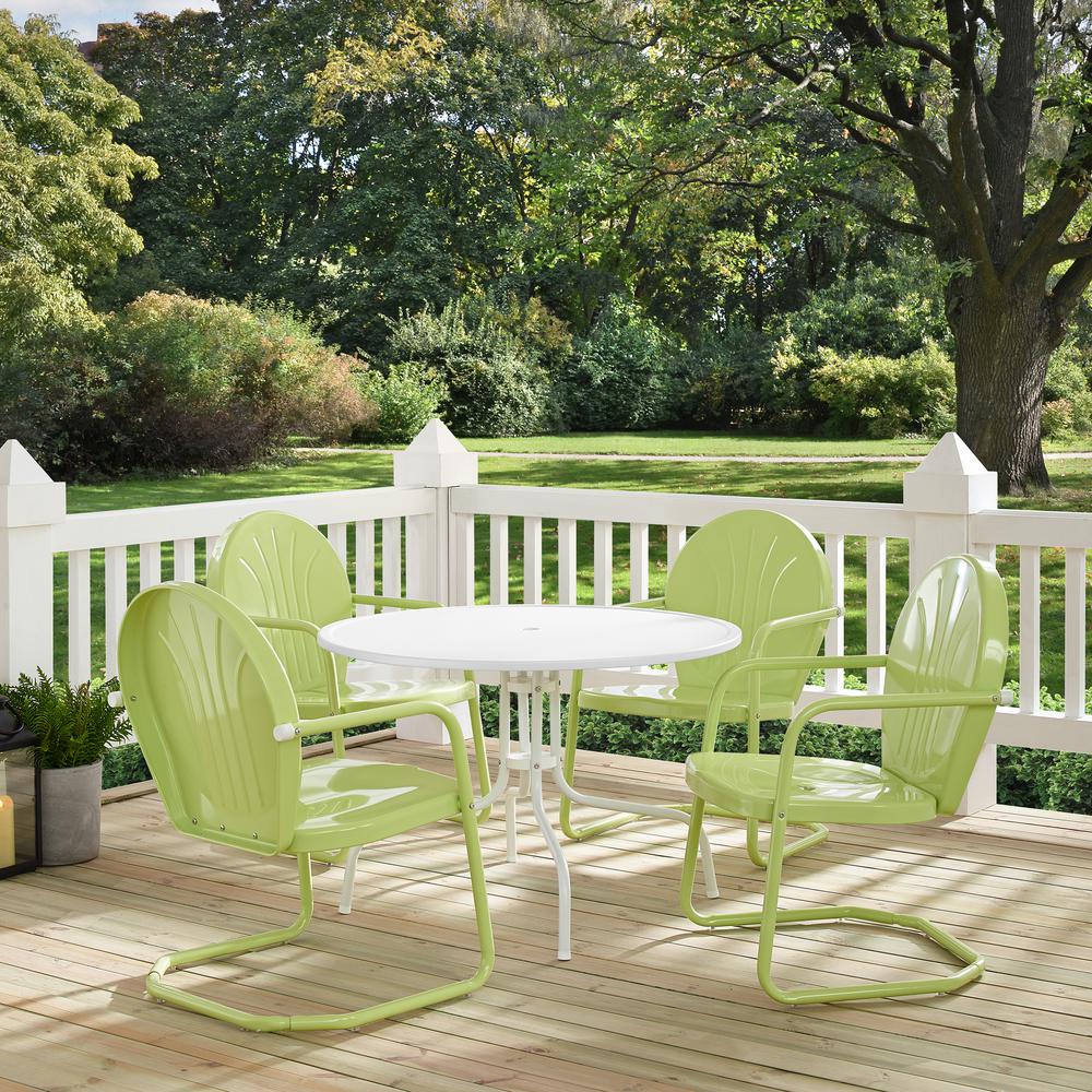 Griffith 5Pc Round Retro Outdoor Dining Set - Table & 4 Chairs. Picture 5
