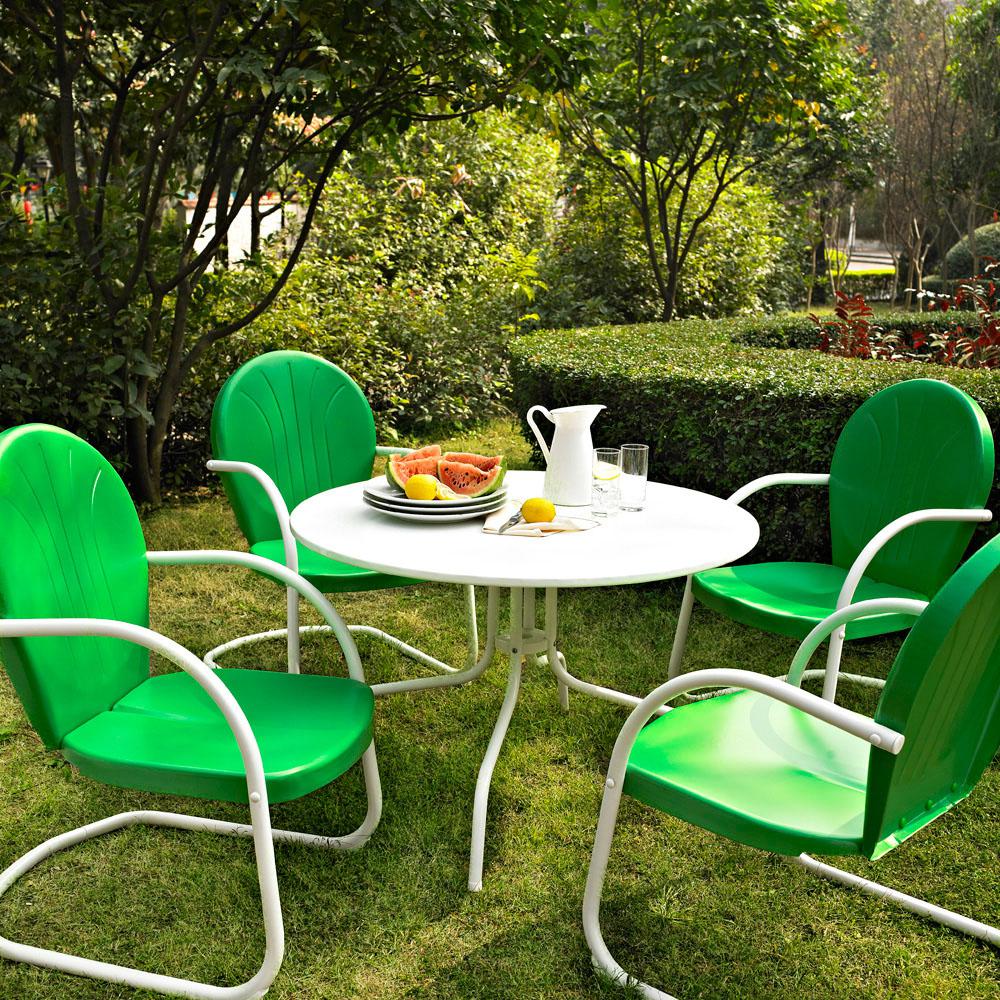 Griffith 5Pc Round Retro Outdoor Dining Set - Table & 4 Chairs. Picture 2