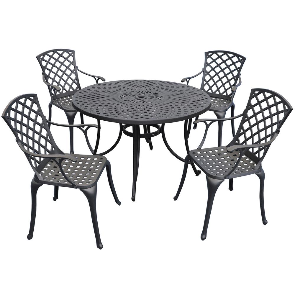 Sedona 46" 5Pc Cast Aluminum Round Outdoor Dining Set. Picture 1