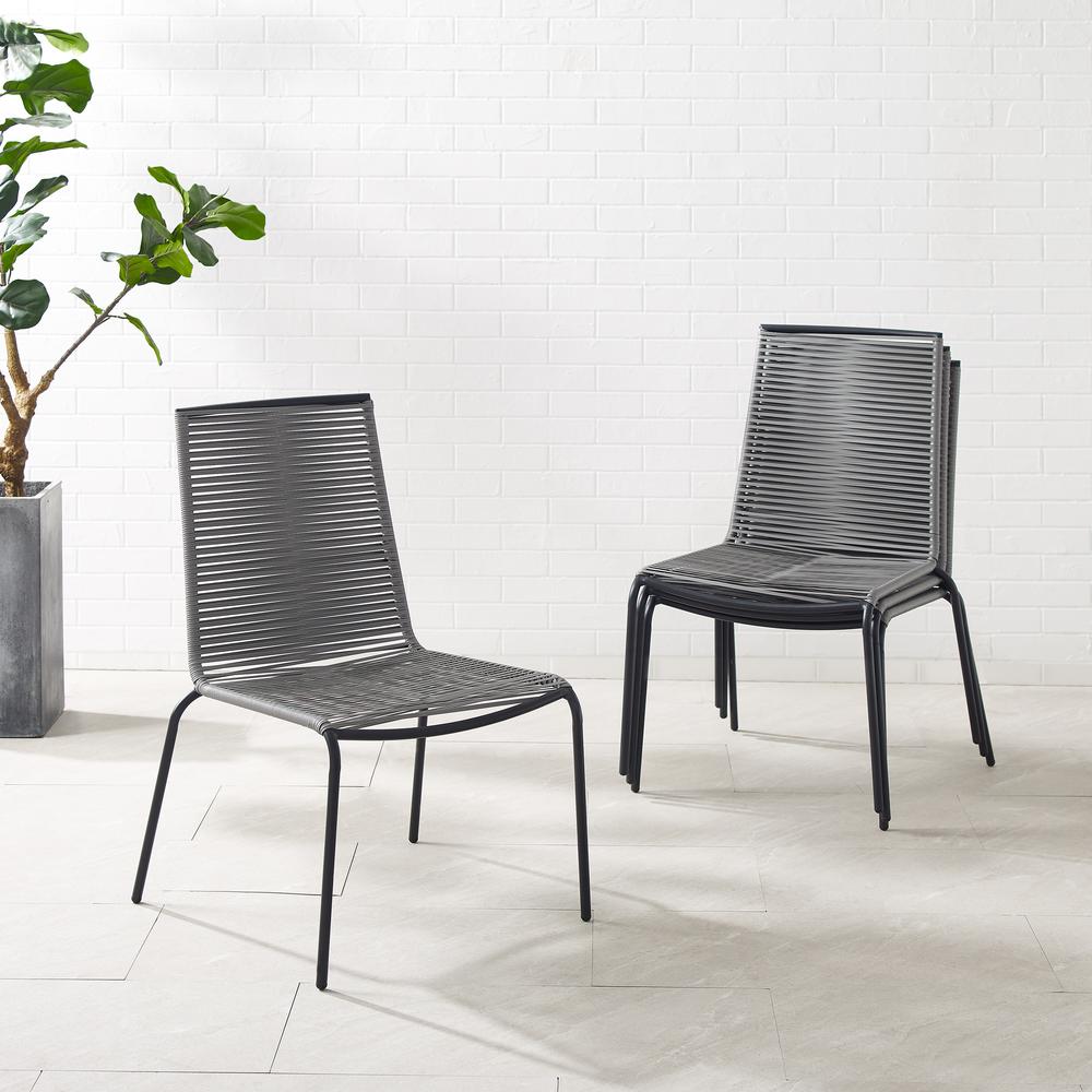 Fenton 4Pc Stackable Wicker Outdoor Chair Set - 4 Chairs. Picture 11
