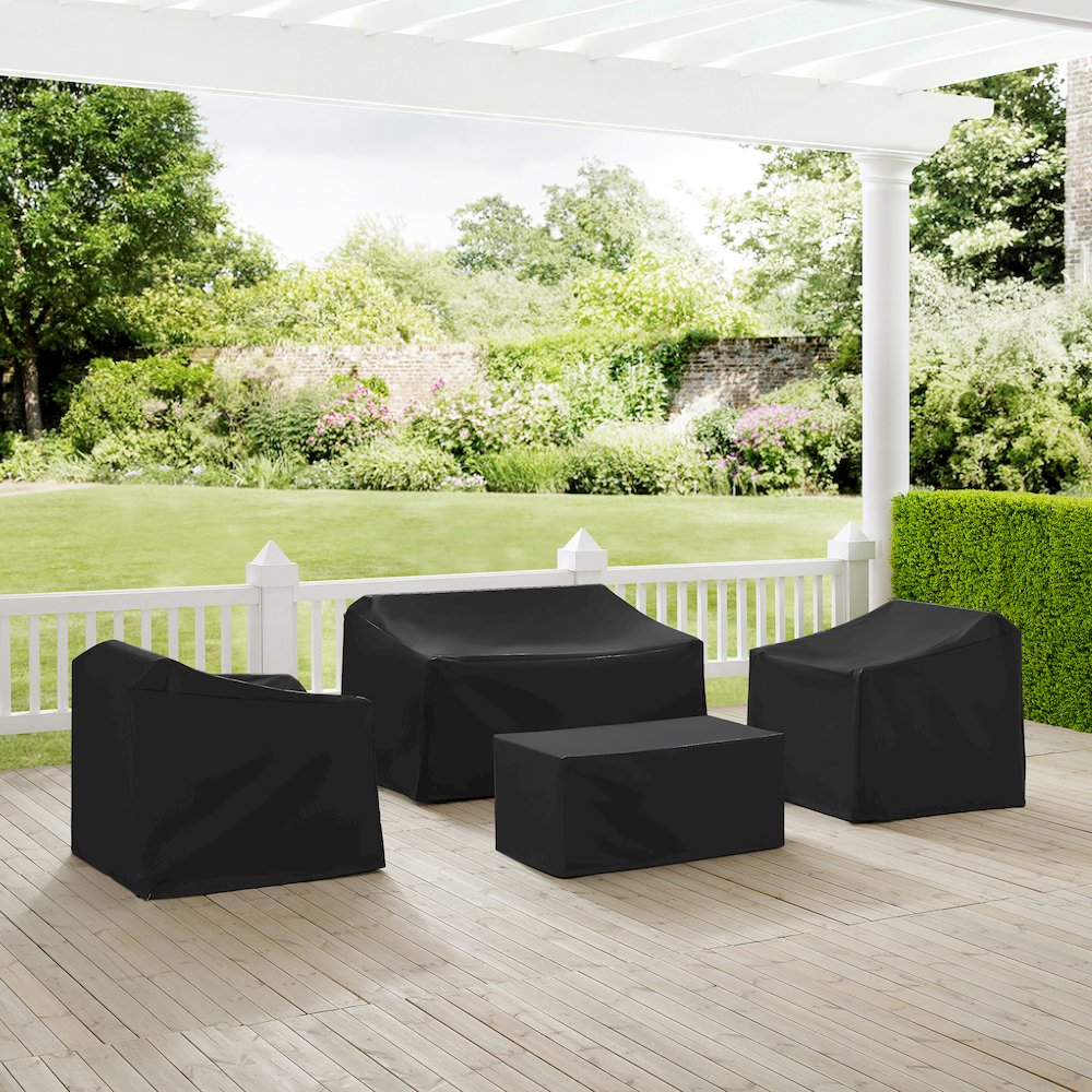 4Pc Outdoor Furniture Cover Set - Loveseat, 2 Chairs, & Coffee. Picture 2
