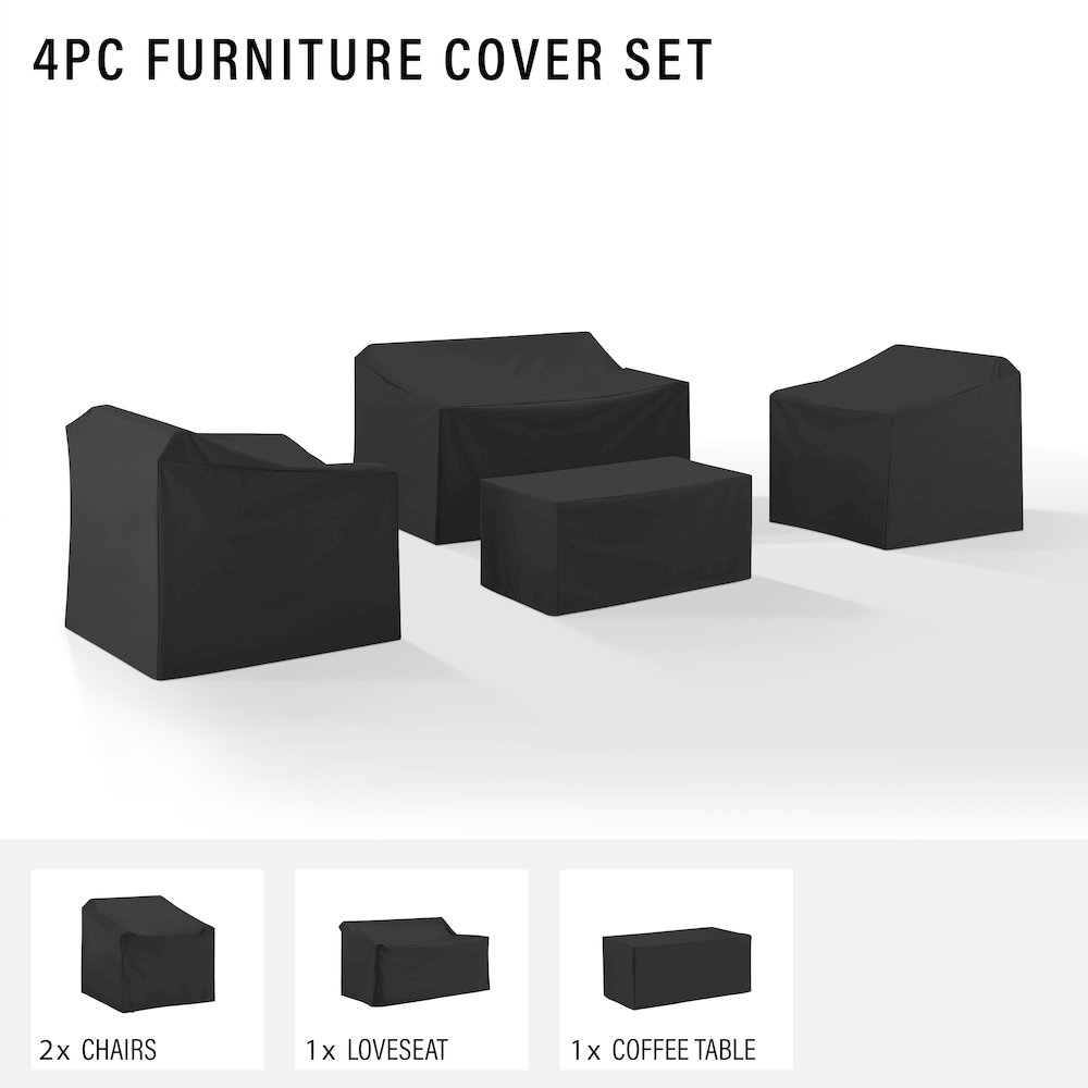4Pc Outdoor Furniture Cover Set - Loveseat, 2 Chairs, & Coffee. Picture 6