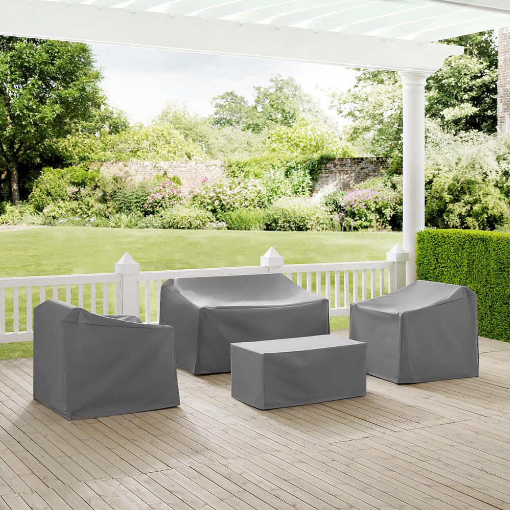 4Pc Outdoor Furniture Cover Set - Loveseat, 2 Chairs, & Coffee. Picture 3