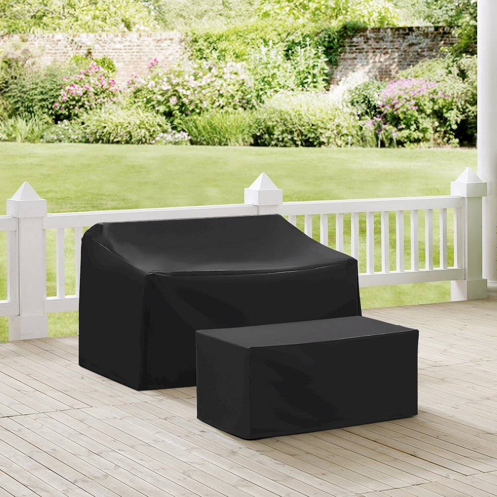 2Pc Outdoor Furniture Cover Set - Loveseat & Coffee Table. Picture 2
