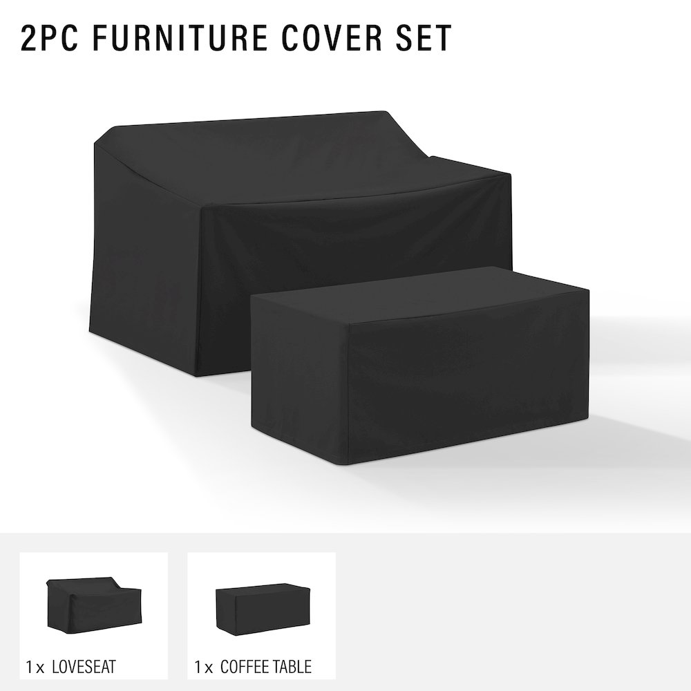 2Pc Outdoor Furniture Cover Set - Loveseat & Coffee Table. Picture 6