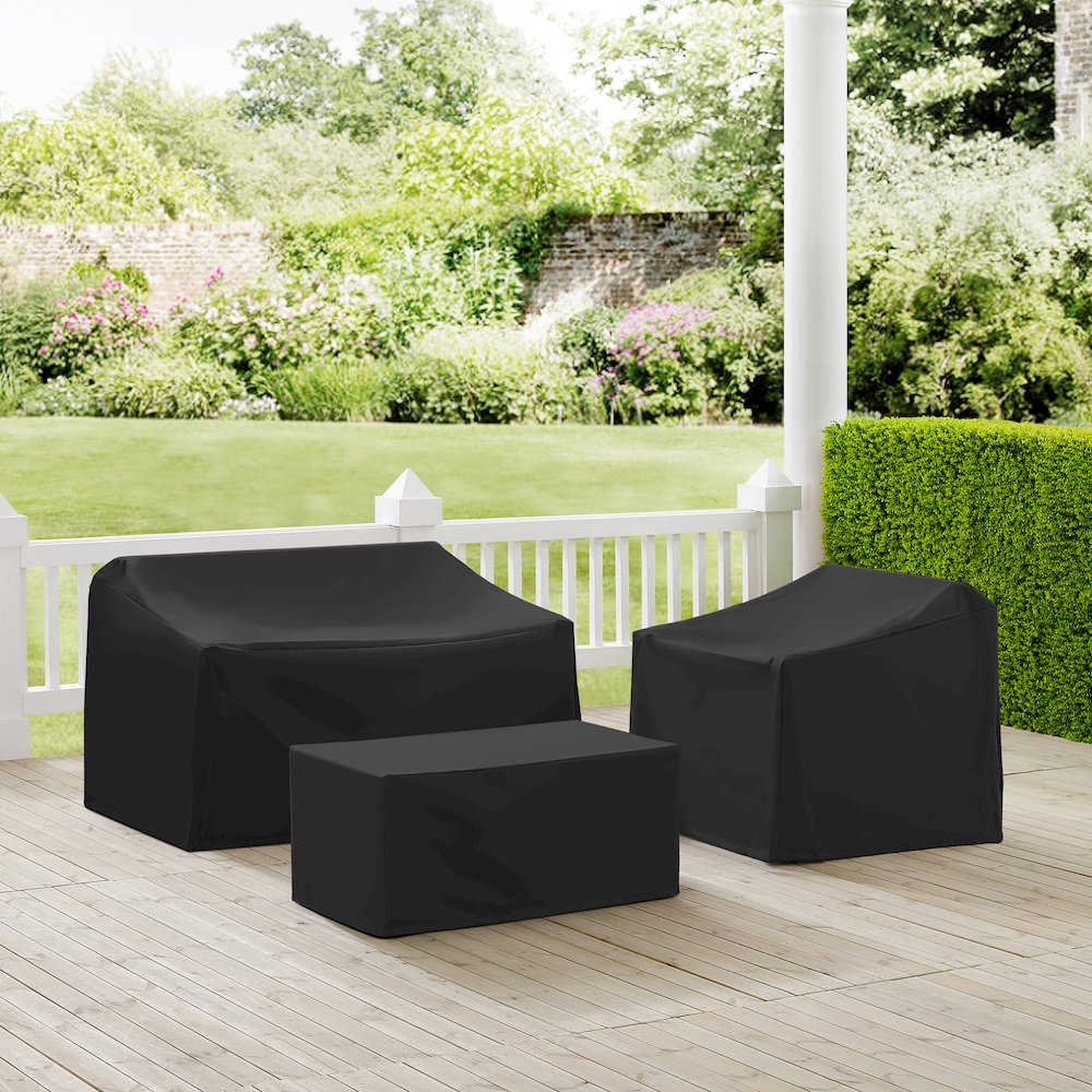 3Pc Outdoor Furniture Cover Set - Loveseat, Chair, & Coffee Table. Picture 2