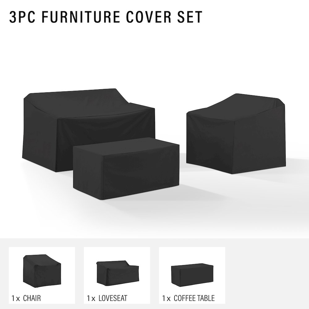3Pc Outdoor Furniture Cover Set - Loveseat, Chair, & Coffee Table. Picture 6