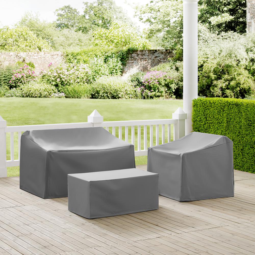 3Pc Outdoor Furniture Cover Set - Loveseat, Chair, & Coffee Table. Picture 2