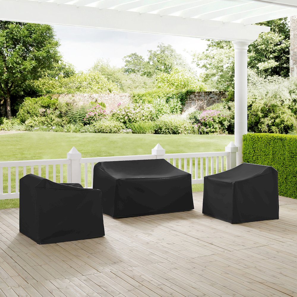 3Pc Outdoor Furniture Cover Set - Loveseat & 2 Chairs. Picture 2