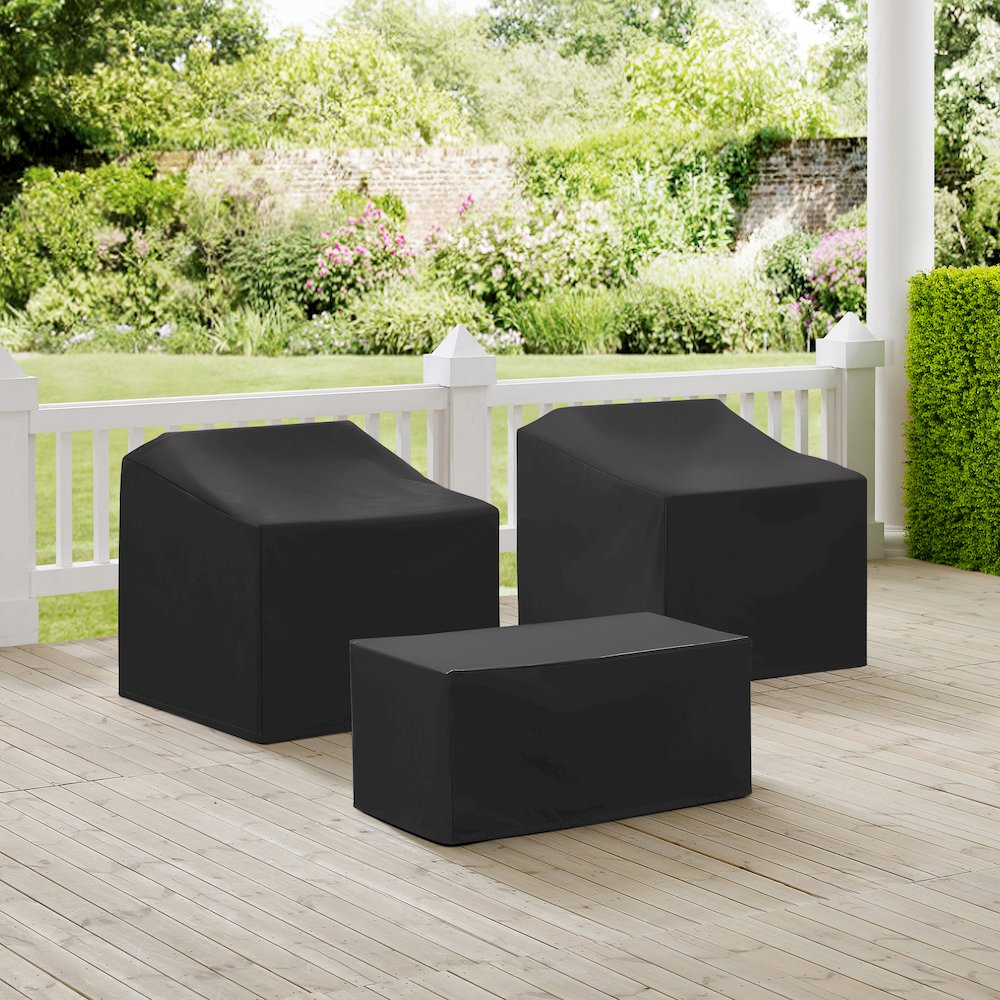 3Pc Outdoor Furniture Cover Set - 2 Chairs & Coffee Table. Picture 2