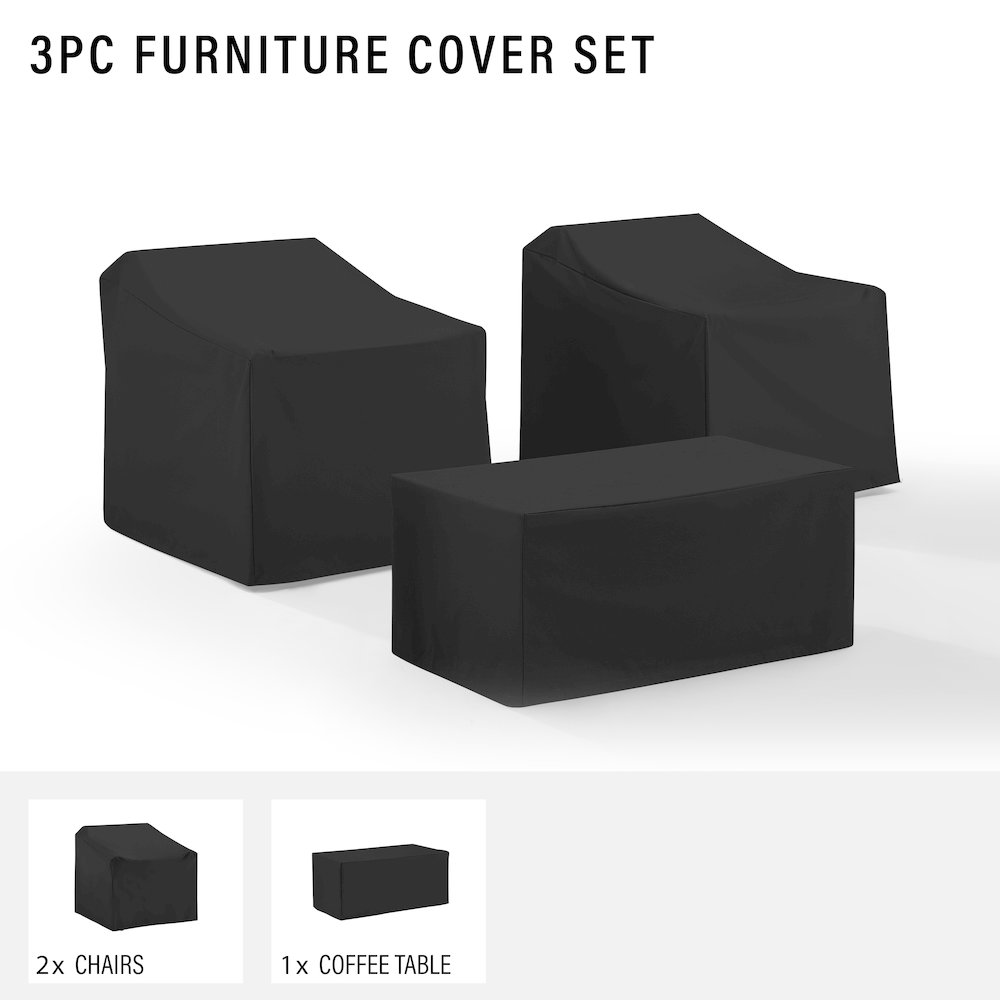 3Pc Outdoor Furniture Cover Set - 2 Chairs & Coffee Table. Picture 6