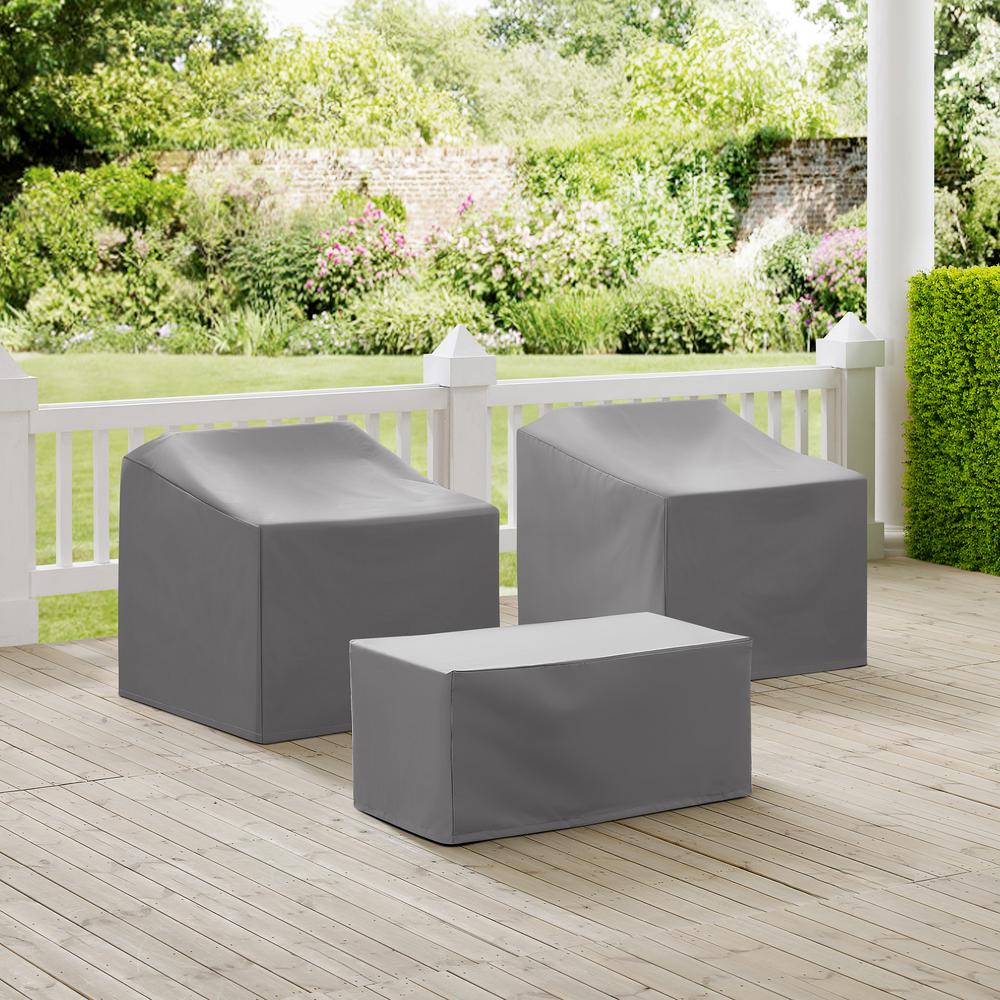 3Pc Outdoor Furniture Cover Set - 2 Chairs & Coffee Table. Picture 2