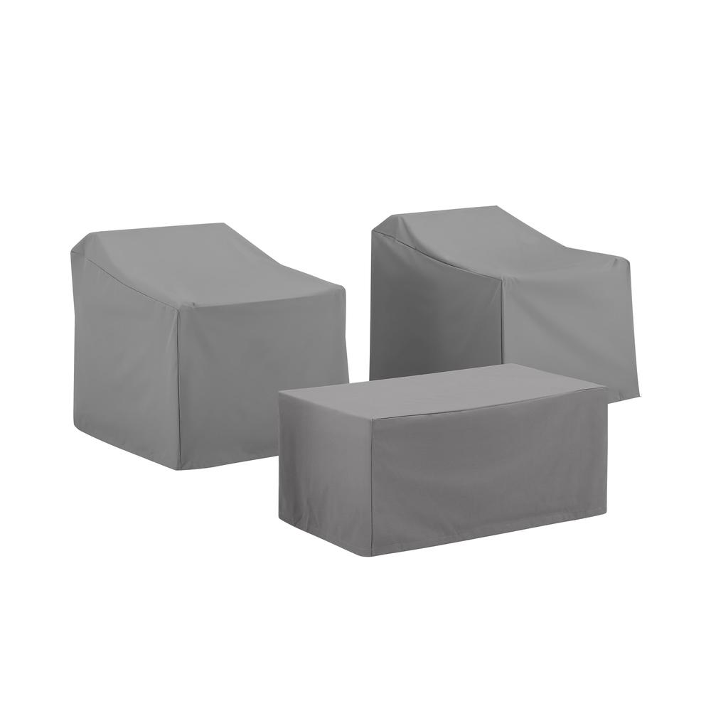 3Pc Outdoor Furniture Cover Set - 2 Chairs & Coffee Table. Picture 1