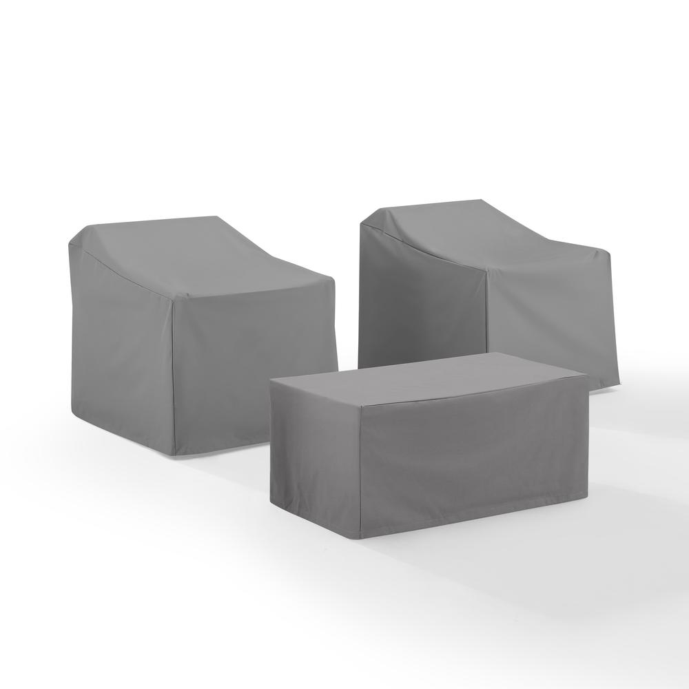 3Pc Outdoor Furniture Cover Set - 2 Chairs & Coffee Table. Picture 5