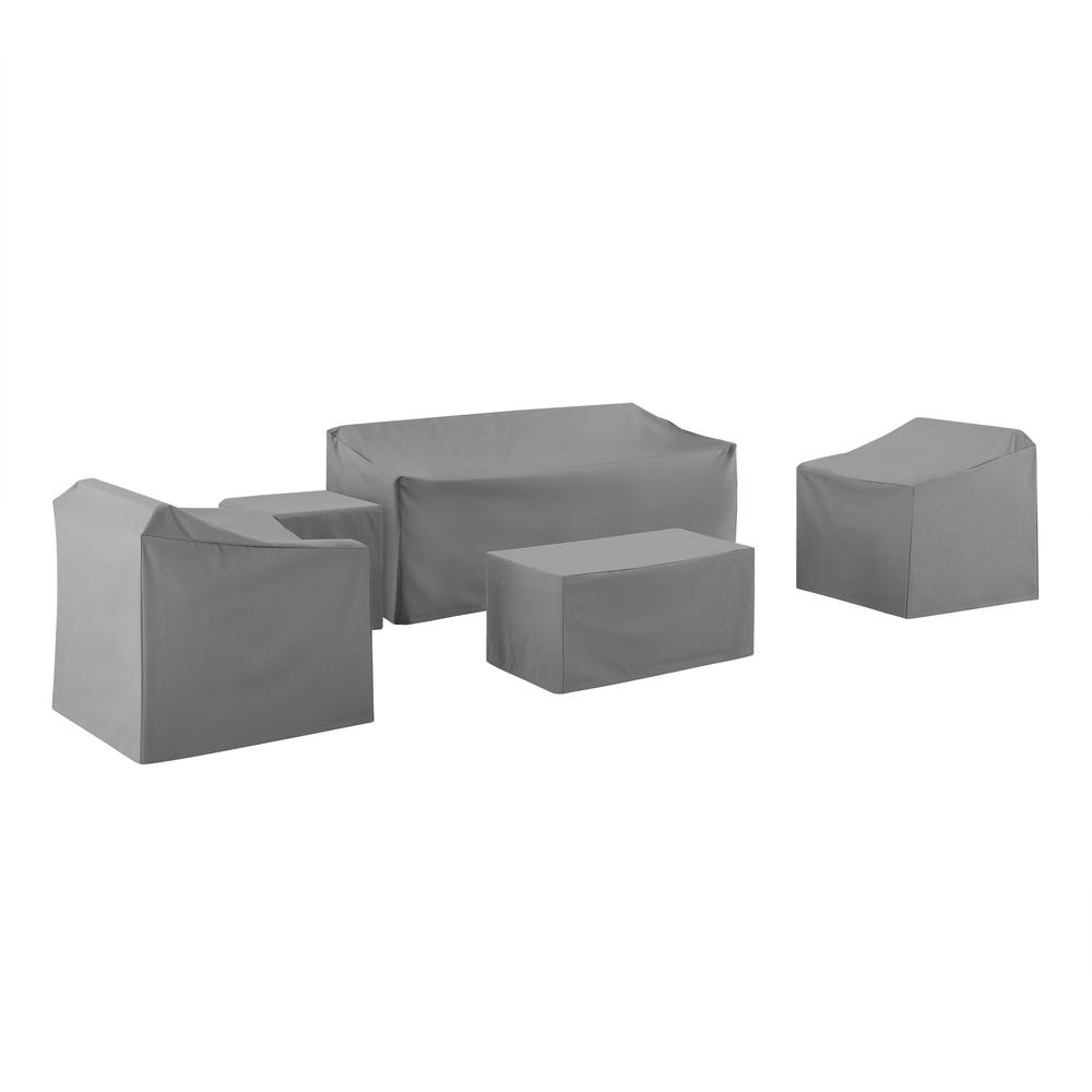 5Pc Outdoor Furniture Cover Set, Sofa, Two Armchairs, End Table, Rectangle Table. Picture 1