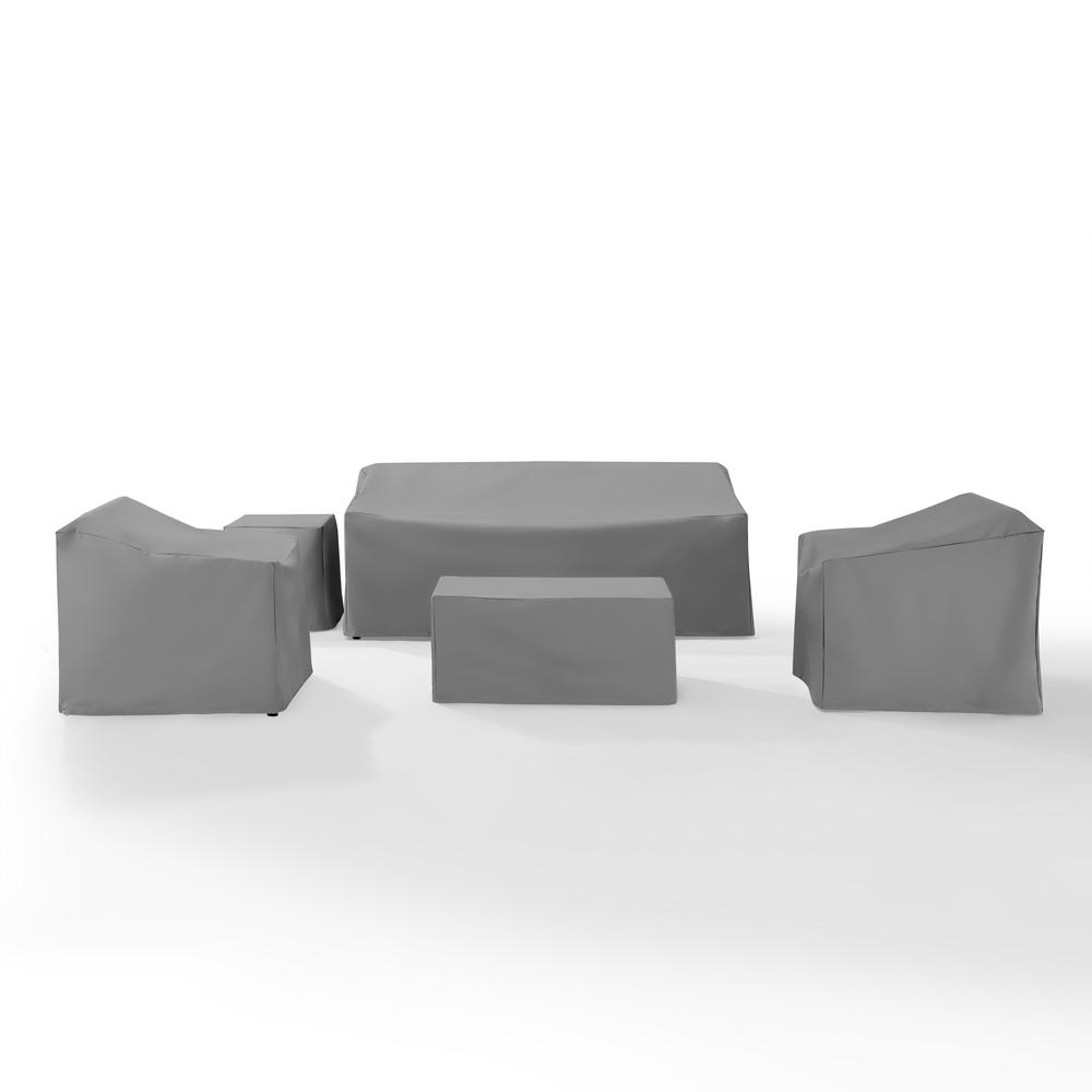 5Pc Outdoor Furniture Cover Set, Sofa, Two Armchairs, End Table, Rectangle Table. Picture 4