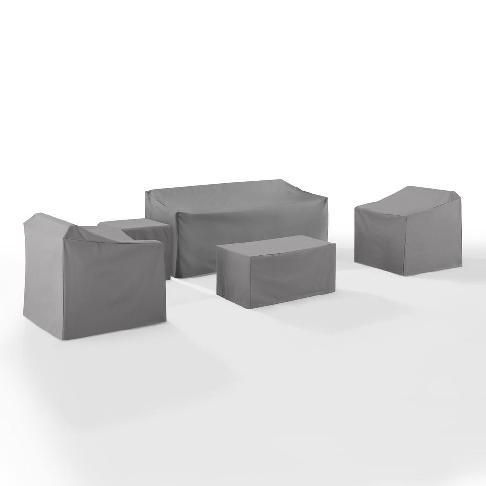 5Pc Outdoor Furniture Cover Set, Sofa, Two Armchairs, End Table, Rectangle Table. Picture 5