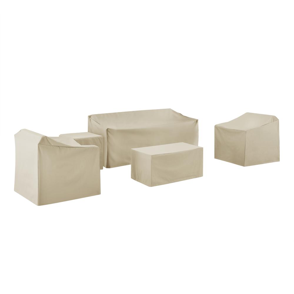 5Pc Outdoor Furniture Cover Set, Sofa, Two Armchairs, End Table, Rectangle Table. Picture 1