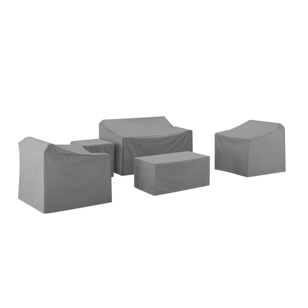 5Pc Outdoor Furniture Cover Set, Loveseat, Two Armchairs, End Table, Table. Picture 1