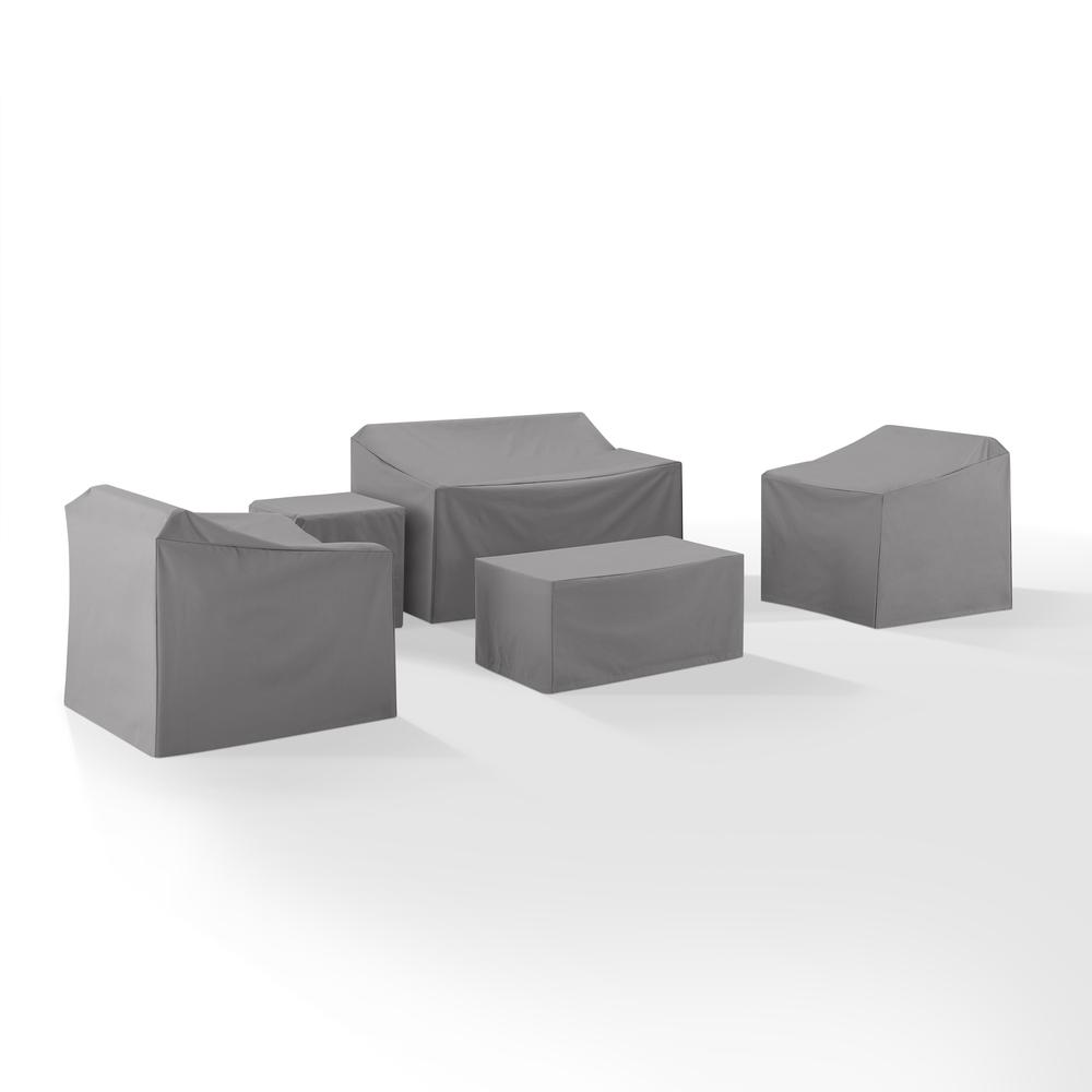 5Pc Outdoor Furniture Cover Set, Loveseat, Two Armchairs, End Table, Table. Picture 5