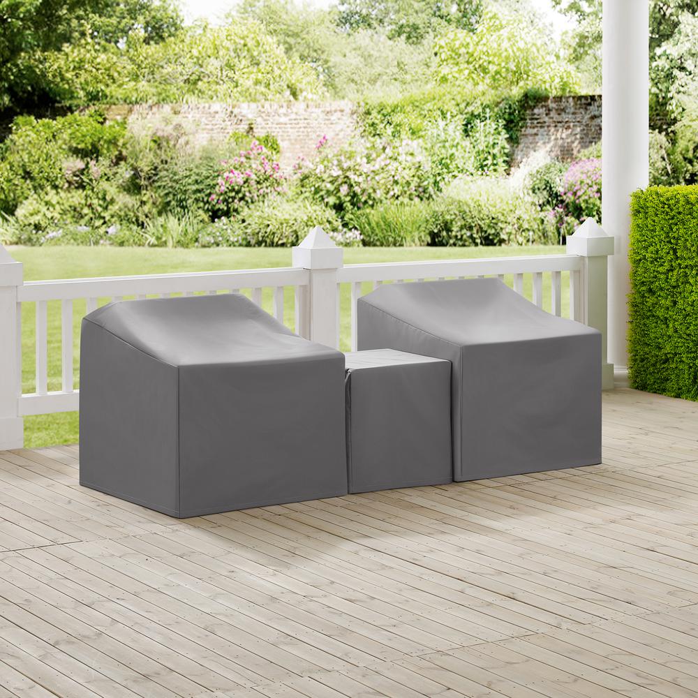 3Pc Outdoor Furniture Cover Set - Two Armchairs & End Table. Picture 2