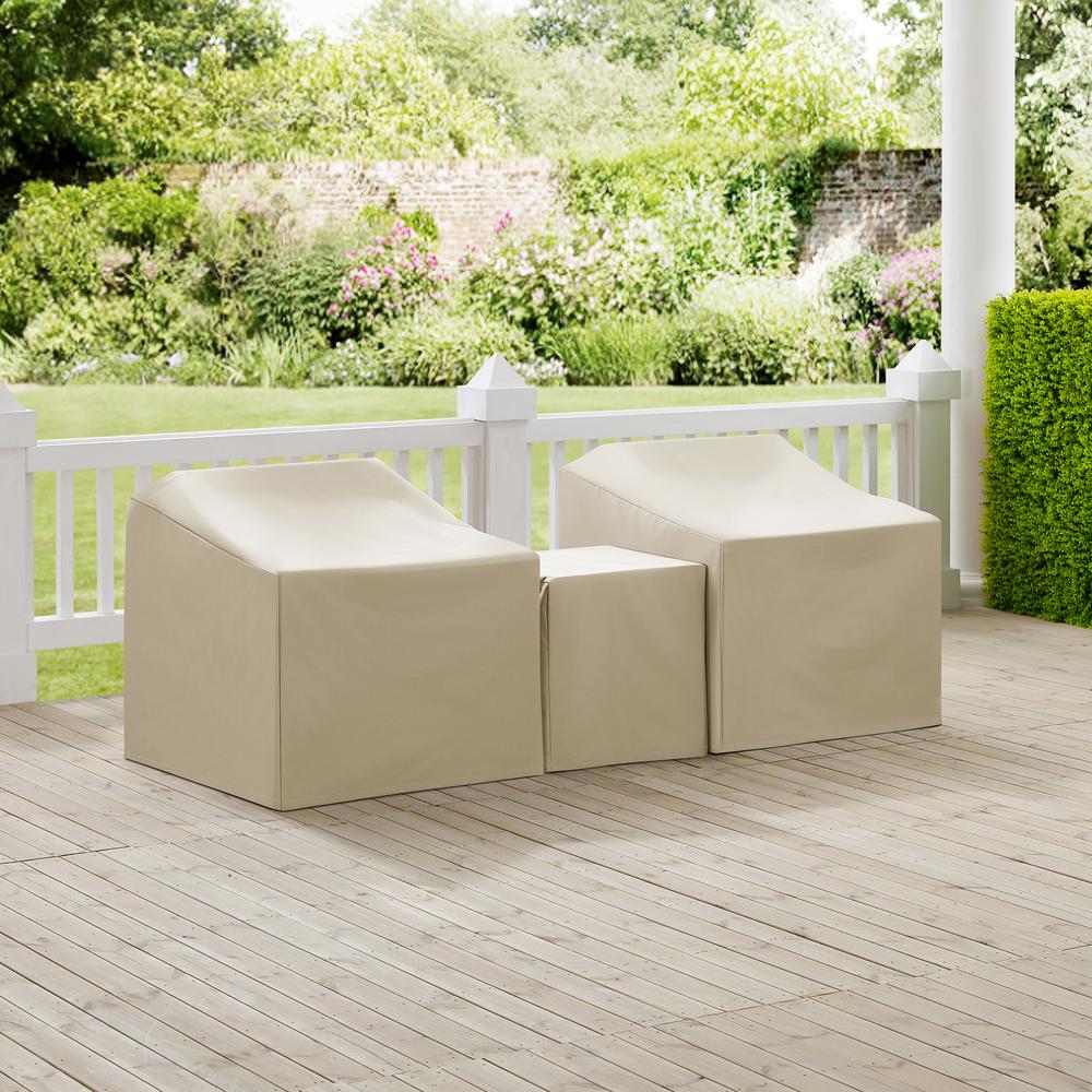 3Pc Outdoor Furniture Cover Set - Two Armchairs & End Table. Picture 2