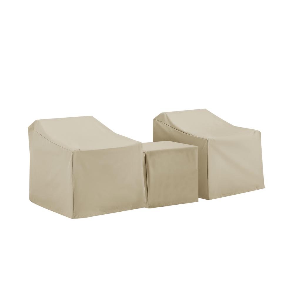 3Pc Outdoor Furniture Cover Set - Two Armchairs & End Table. Picture 1