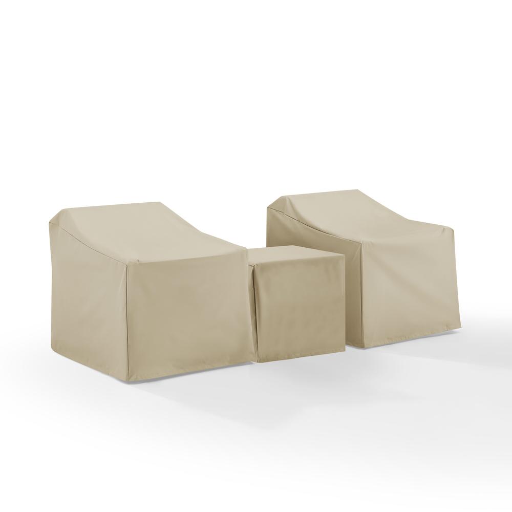 3Pc Outdoor Furniture Cover Set - Two Armchairs & End Table. Picture 5