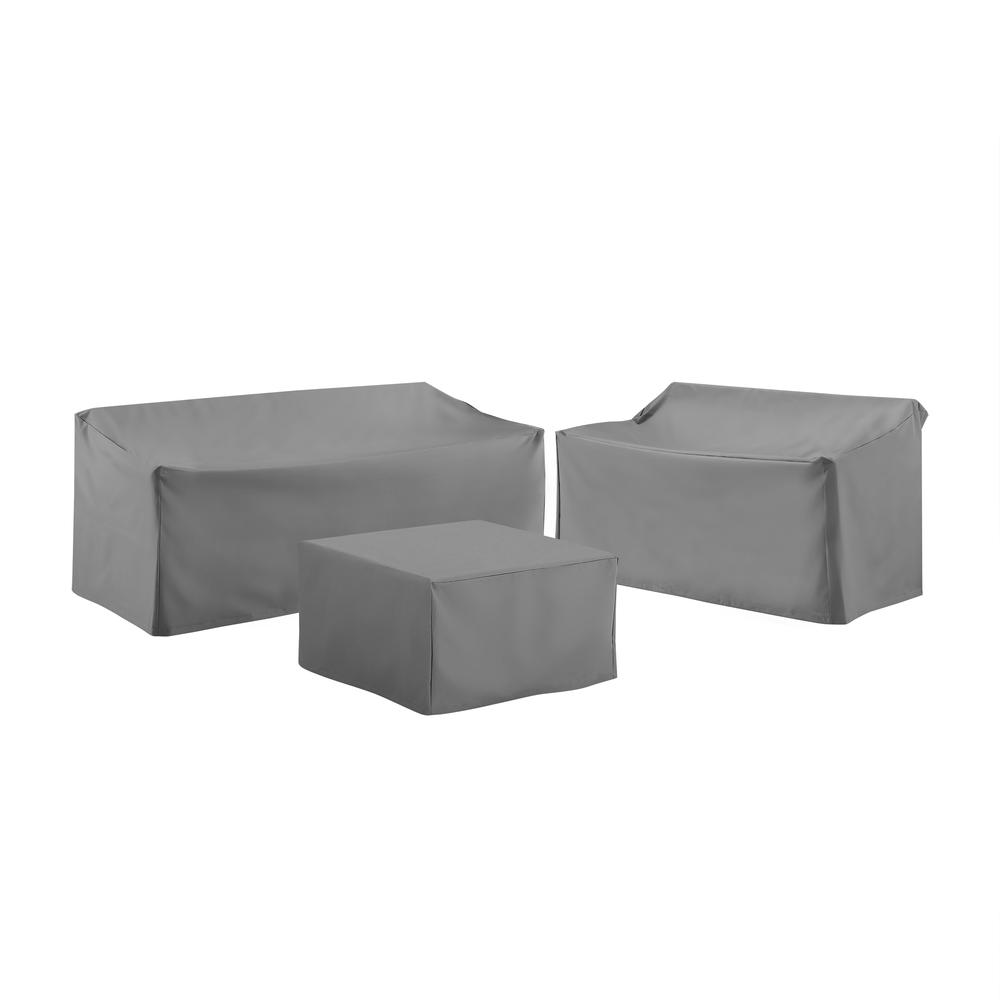 3Pc Outdoor Furniture Cover Set, Loveseat, Sofa, & Square Table/Ottoman. Picture 1