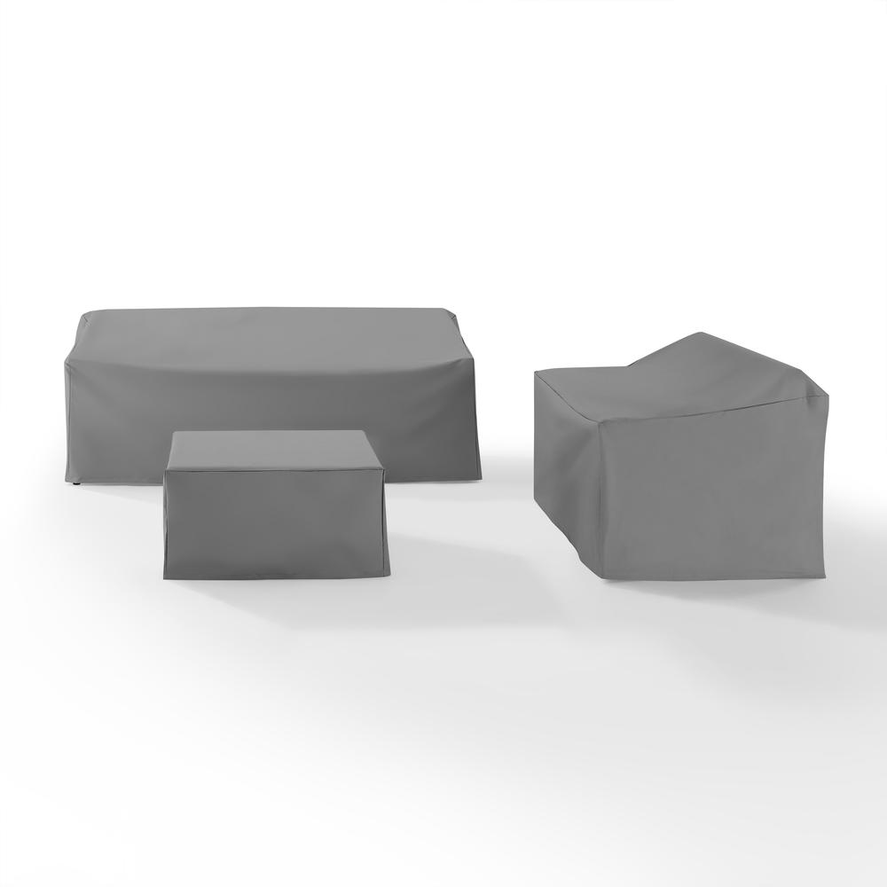 3Pc Outdoor Furniture Cover Set, Loveseat, Sofa, & Square Table/Ottoman. Picture 3
