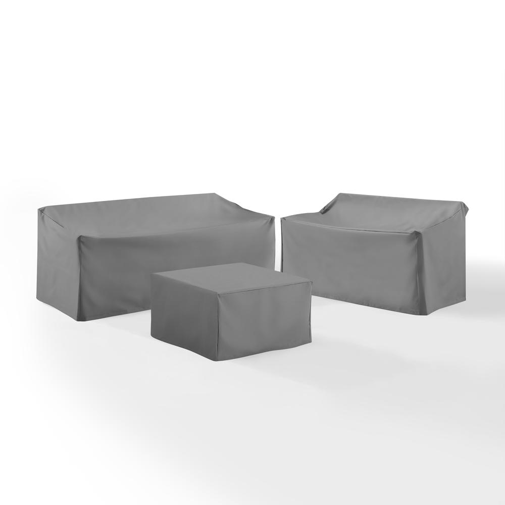 3Pc Outdoor Furniture Cover Set, Loveseat, Sofa, & Square Table/Ottoman. Picture 4